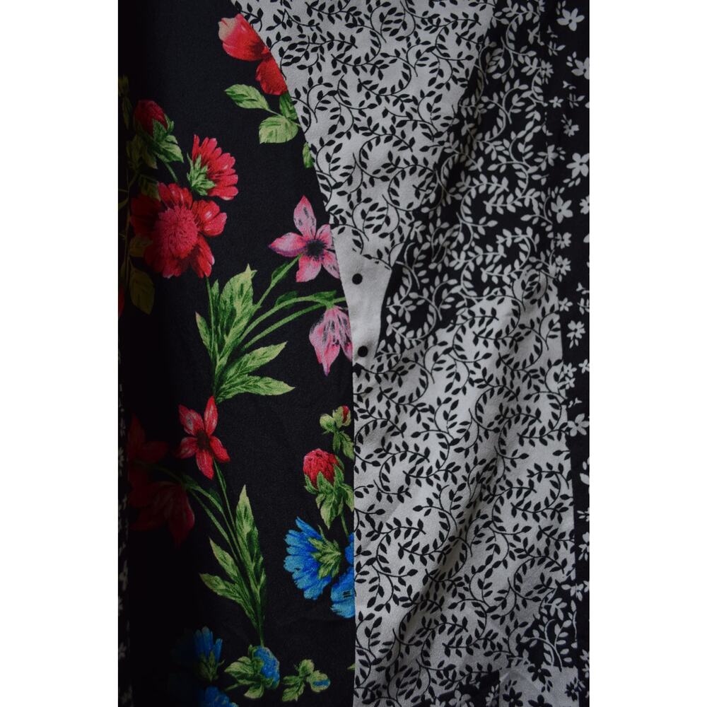Calvin Klein Patchwork Floral Midi Skirt Black Multi Print Size 8 - Picture 2 of 4